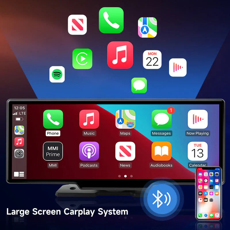 10.26-inch touchscreen display with CarPlay and Android Auto, compatible with all cars!